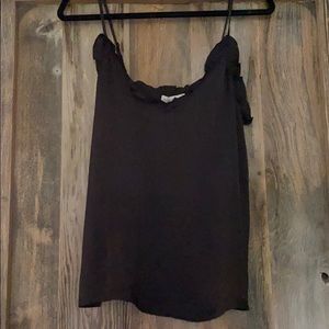 Black camisole with ruffle detail